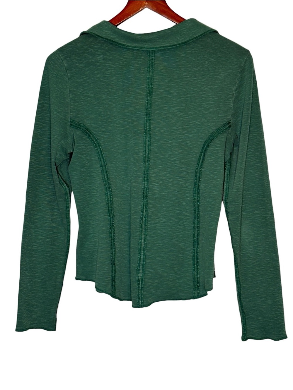 Anthropologie Pilcro Stitched Long Sleeve Top Green L V-Neck - Picture 6 of 11